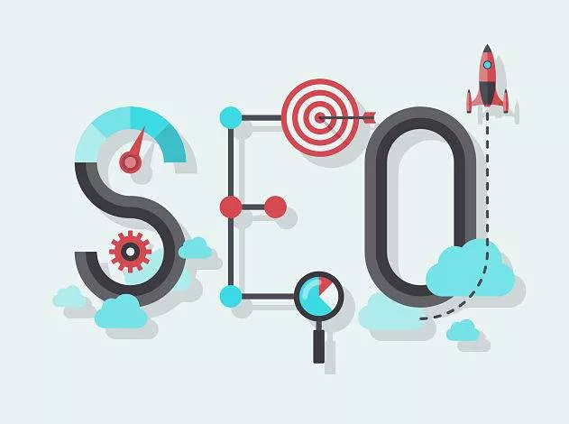 Perfectly Optimized - flat design for SEO services.