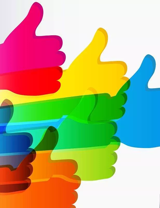 SEO Content Creation - colorful thumbs up.