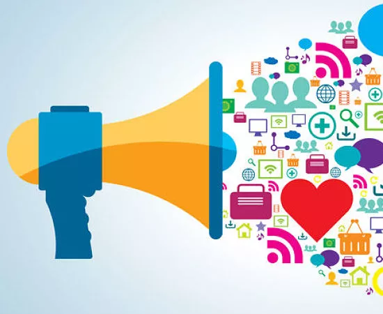 Perfectly Optimized - megaphone representing communication and promotion.