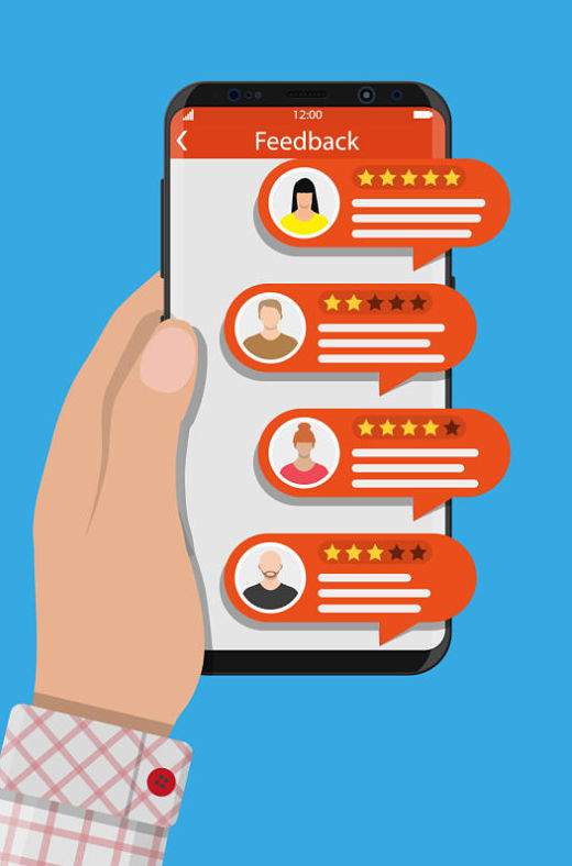 hand holds smartphone with rating app | Perfectly Optimized