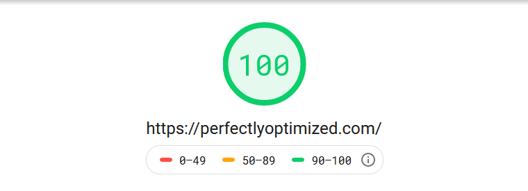 Screenshot PageSpeed Insights | Perfectly Optimized